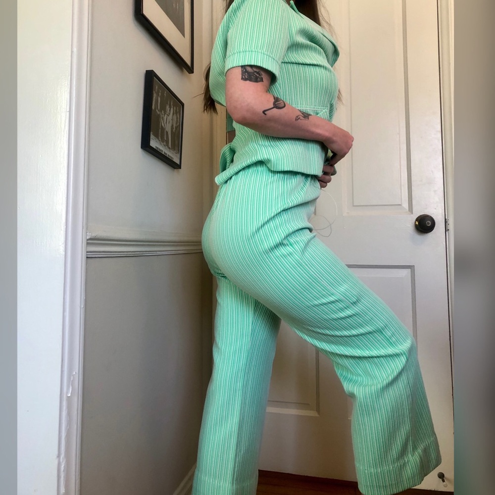 SOLD | -70s Vintage Polyester Pant Set - Picture 2 of 13